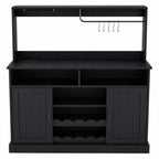 47" Farmhouse Buffet Cabinet with Power Outlets, Wine Rack, Goblet Holder