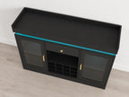 Modern Black LED Wine Bar Cabinet, Glass Doors, Bottle Racks, Stemware Holder, Liquor Storage