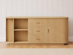 63" Fluted Sideboard Cabinet, Mid-Century Modern Coffee Bar Buffet Storage