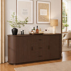 63" Fluted Sideboard Cabinet, Mid-Century Modern Coffee Bar Buffet Storage