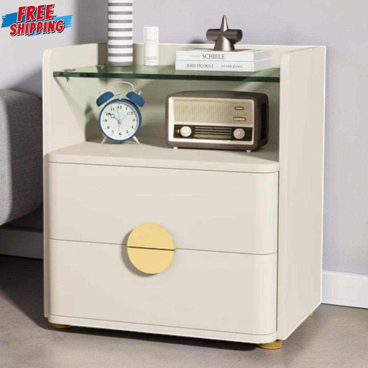 Modern 2 Drawer Bedside Table