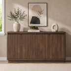 Knoworld 63" Buffet Cabinet with Storage & Power Outlet – Modern Wood Sideboard Credenza with Double-Arc Doors