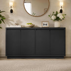 Knoworld 63" Buffet Cabinet with Storage & Power Outlet – Modern Wood Sideboard Credenza with Double-Arc Doors