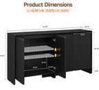Luxury Modern Buffet Sideboard Cabinet with 4 Doors & Adjustable Shelves – Dark Wood Storage Cabinet for Living Room  Dining Area