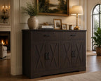 Modern Farmhouse Buffet Cabinet with Barn Doors, 47.2" Storage Sideboard Coffee Bar