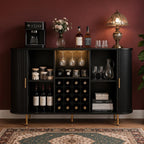 Mid Century Modern Wine Bar Cabinet with LED Lights & USB Ports