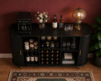 Mid Century Modern Wine Bar Cabinet with LED Lights & USB Ports