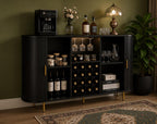 Mid Century Modern Wine Bar Cabinet with LED Lights & USB Ports