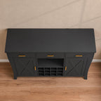 Modern LED Wine Bar Cabinet – Retro Storage Sideboard with Wine Rack & Glass Holder