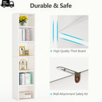 Corner Bookcase 6 Tier Narrow Display Shelf