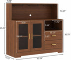 Wine Bar Cabinet with LED Lights & Glass Doors – Modern Storage Sideboard Buffet Cabinet