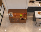 Wine Bar Cabinet with LED Lights & Glass Doors – Modern Storage Sideboard Buffet Cabinet