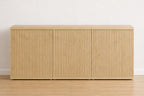 Modern Fluted Sideboard Cabinet, Light Oak Minimalist Buffet, 3 Storage Boxes