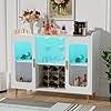 Modern Wine Bar Cabinet with LED Lights & Charging Station – Black Storage Console