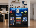 Modern Coffee Bar Cabinet with Mini Fridge Space, LED Wine Bar Storage Drawers