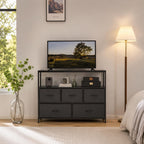 TV Stand Dresser with 5 Fabric Drawers – Modern Storage Console for Bedroom & Living Room