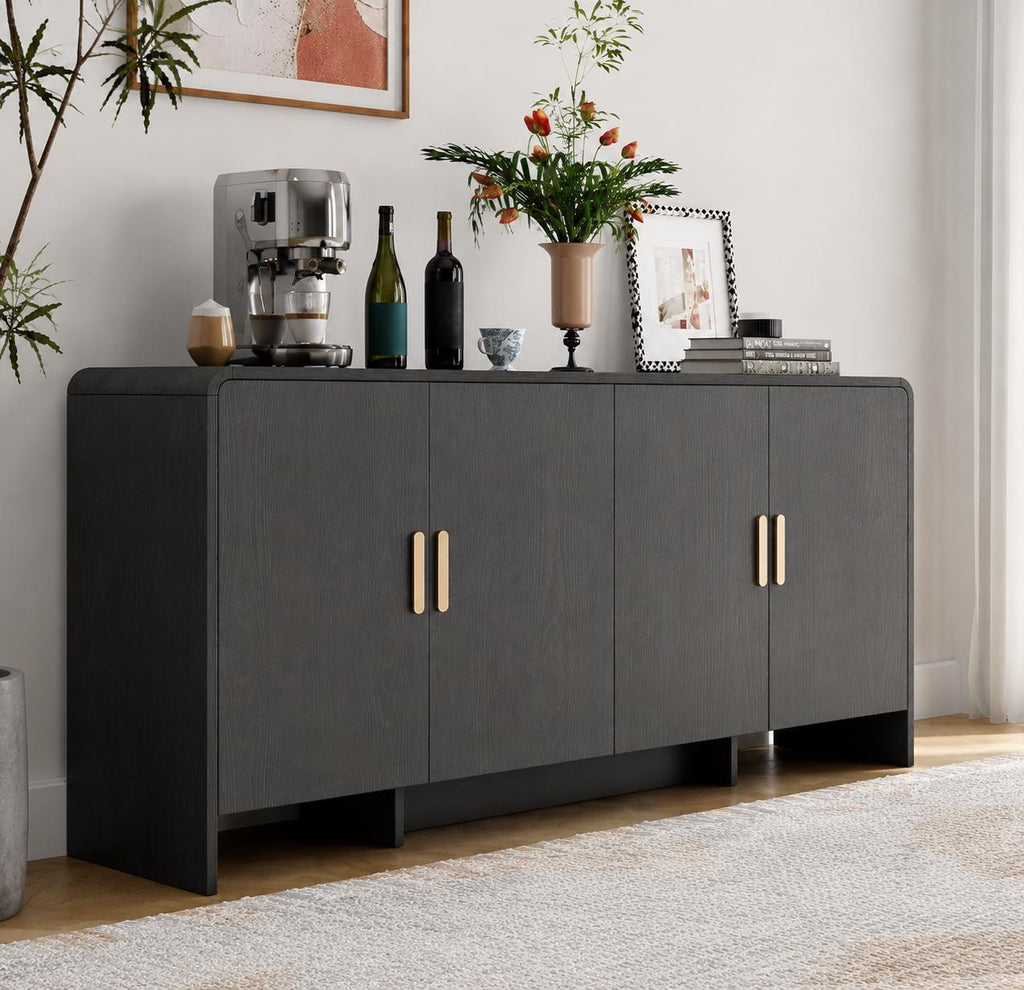 ONBRILL Sideboard Buffet Cabinet with Storage – Modern Curved Accent Cabinet for Dining Room & Living Room