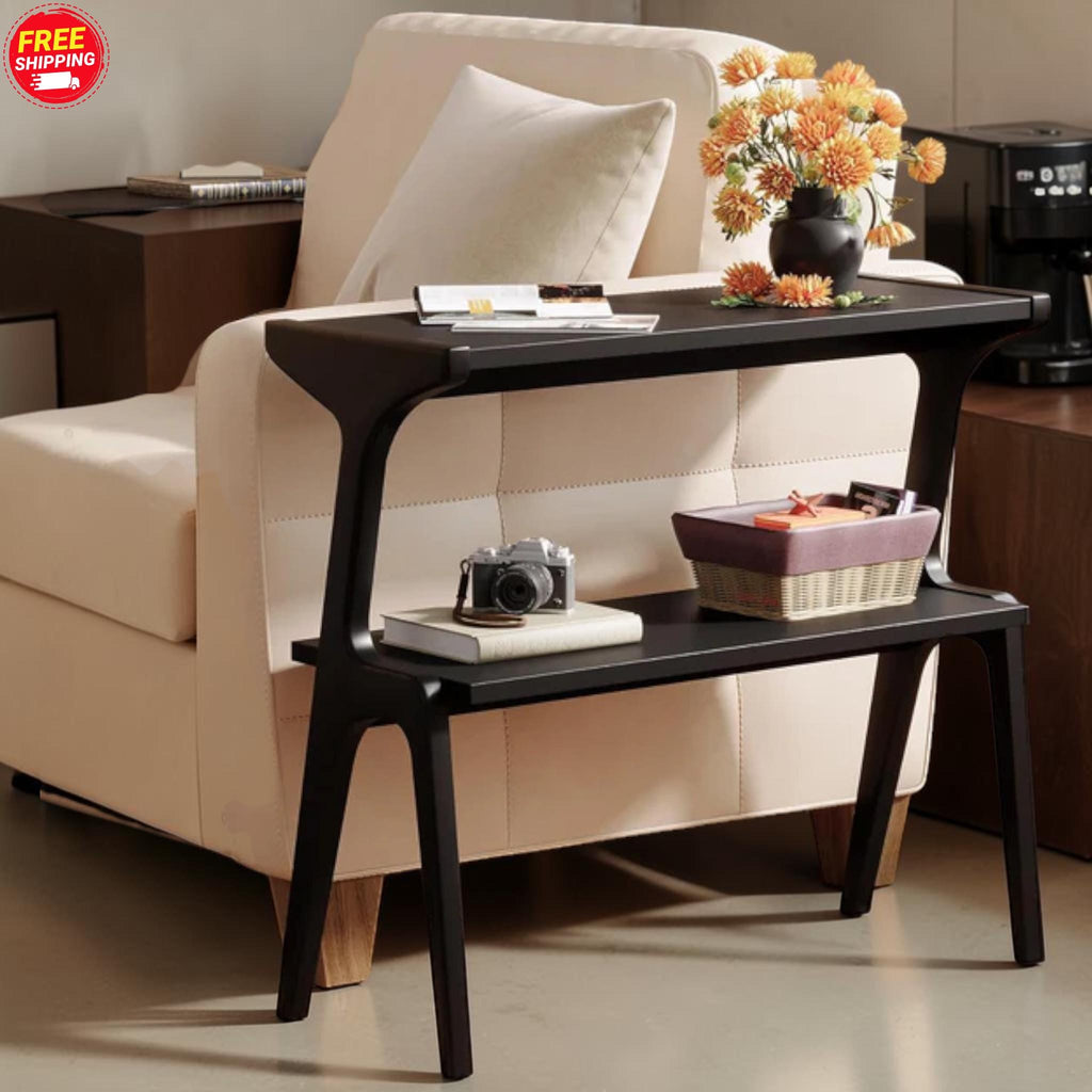 Solid Wood Slim End Table Shelf