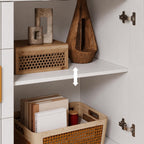 Modern Fluted Sideboard Cabinet, Mid-Century Wood Storage Buffet