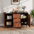 Mid Century Walnut Sideboard Buffet Cabinet, 3 Drawers, 2 Doors, Storage Credenza TV Stand
