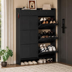 Large Farmhouse Shoe Cabinet with 6 Flip Drawers & 2 Top Drawers
