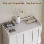 Farmhouse White Shoe Storage Cabinet, 6-Tier Entryway Organizer, Adjustable Shelves