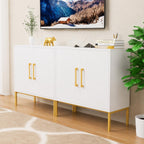 Modern Black Sideboard Buffet Cabinet with Gold Handles & Storage