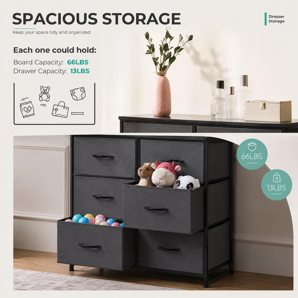 JHK Bedside Table For Bedroom With 10 Fabric Drawers