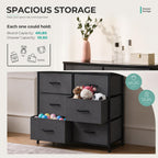 JHK Bedside Table For Bedroom With 10 Fabric Drawers