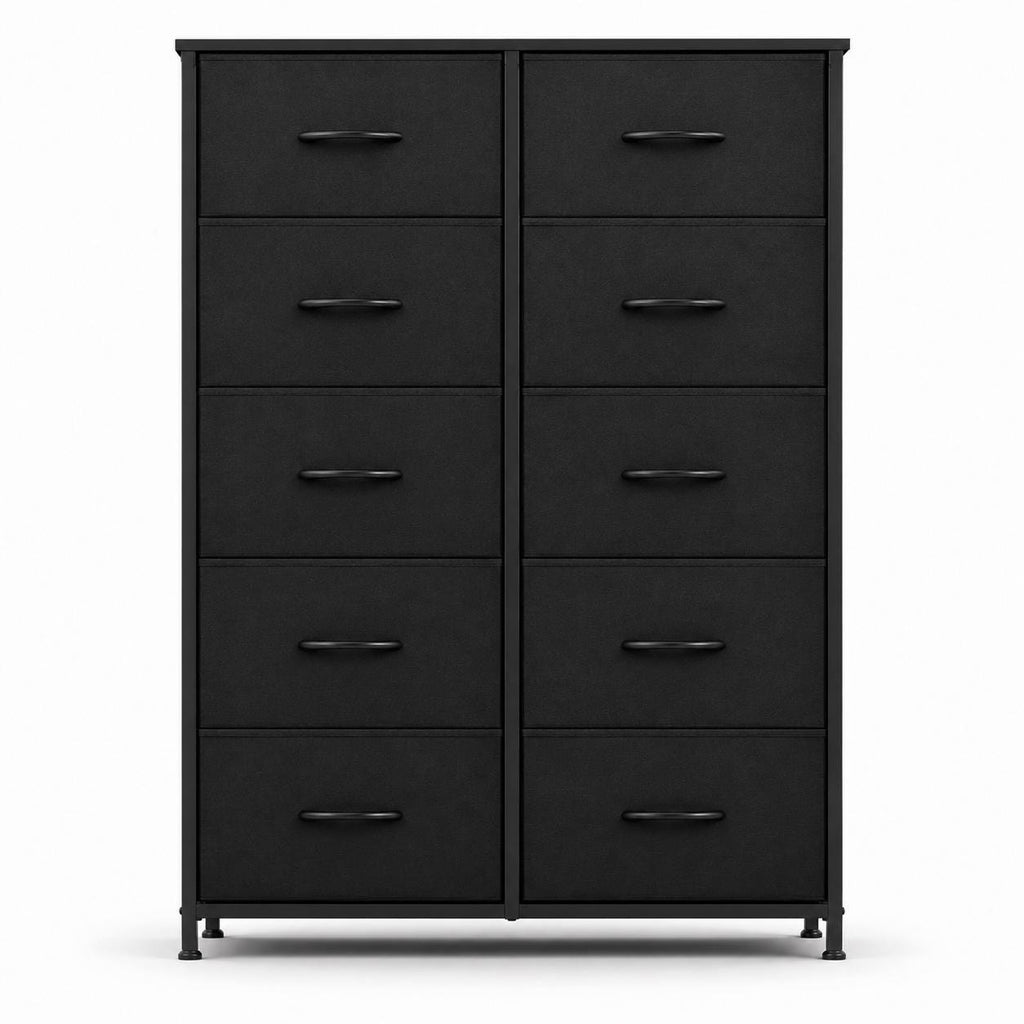 JHK Bedside Table For Bedroom With 10 Fabric Drawers