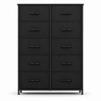 JHK Bedside Table For Bedroom With 10 Fabric Drawers