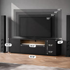 Galaxhero 65 Inch TV Stand with LED Lights Modern Entertainment Center with Storage Cabinet Black TV Console for Living Room