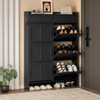 Modern 6-Tier Shoe Cabinet with 2 Drawers – Black Entryway Organizer Storage
