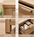 Farmhouse Nightstand with Charging Station, 2 Drawer Bedside Table