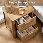 Farmhouse Nightstand with Charging Station, 2 Drawer Bedside Table