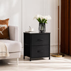 Rustic Modern Nightstand, 2 Drawer Wooden Bedside Table, Farmhouse Storage Cabinet