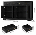 Modern Black Buffet Cabinet with Storage – 52.7” Kitchen Sideboard with Drawers & Adjustable Shelves, Coffee Bar Cabinet