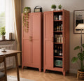 Brown 5-Tier Storage Cabinet with Gold Handles – Adjustable Shelves, Steel Frame Pantry