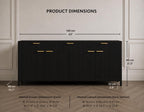 66-Inch Fluted Buffet Cabinet – Modern Storage Sideboard with Drawers, Adjustable Shelves