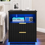Smart LED Light Bedside Table with Charging Station