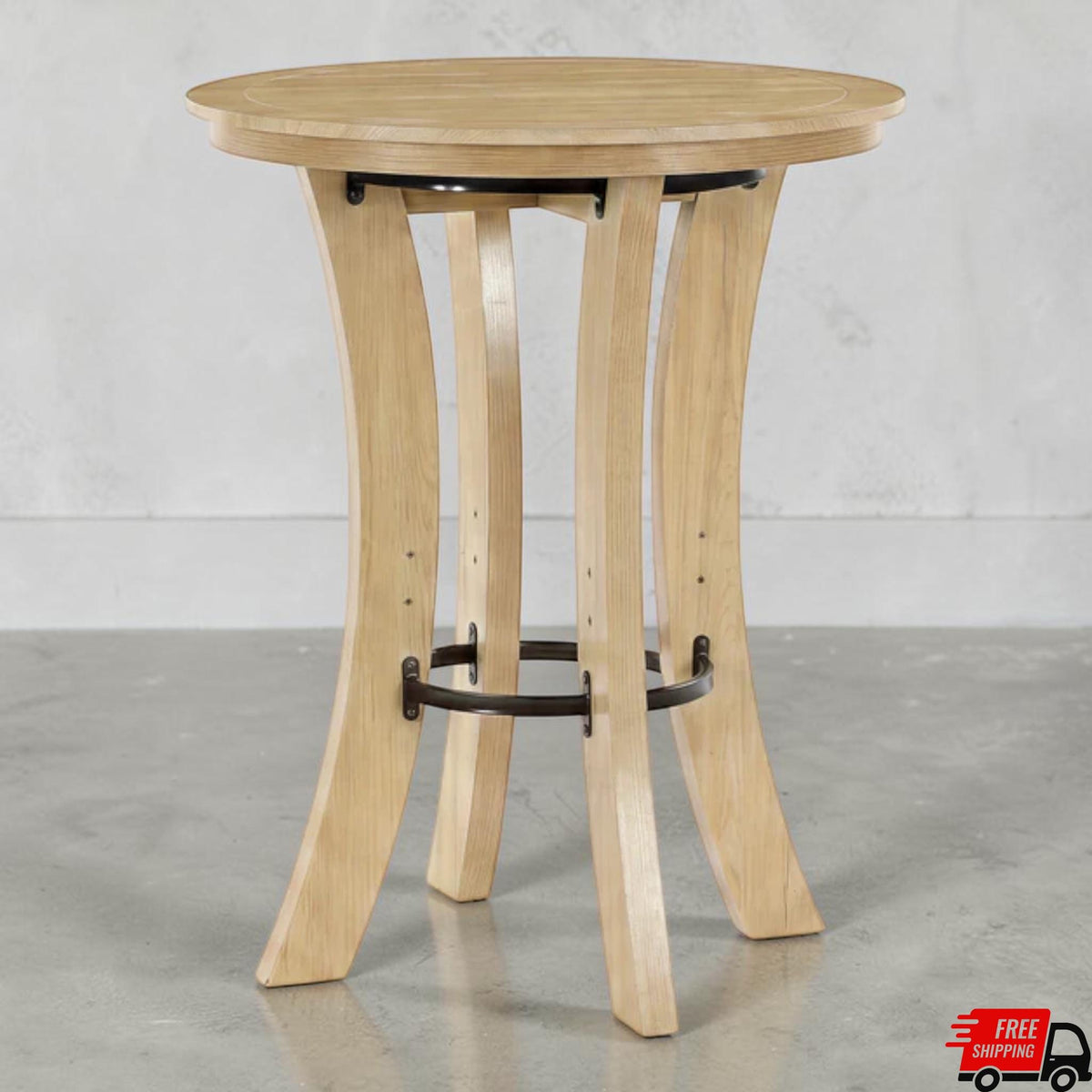 Round Oak Bar Table for Small Spaces