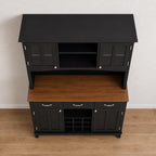 Modern Kitchen Hutch Cabinet, Adjustable Shelves, Wine Rack, Coffee Bar Buffet Storage
