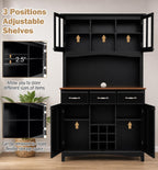 Modern Kitchen Hutch Cabinet, Adjustable Shelves, Wine Rack, Coffee Bar Buffet Storage