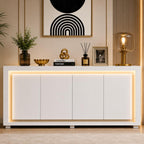 Modern 63” Sideboard Buffet Cabinet with LED Lights & Charging Station