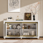 Modern 63” Sideboard Buffet Cabinet with LED Lights & Charging Station