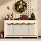 Modern 63” Sideboard Buffet Cabinet with LED Lights & Charging Station