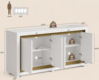 Modern 63” Sideboard Buffet Cabinet with LED Lights & Charging Station