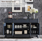 Modern Fluted Buffet Cabinet, Faux Marble Top Sideboard, 60-inch Storage, Dining Room Furniture