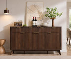 Modern Fluted Buffet Cabinet, Faux Marble Top Sideboard, 60-inch Storage, Dining Room Furniture