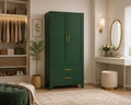 Heavy Duty Metal Wardrobe Cabinet, 71" Tall, Hanging Rod, Adjustable Shelves, 2 Drawers
